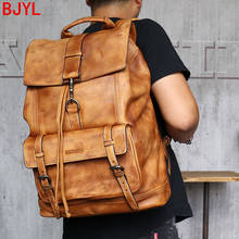 Large Capacity Men's Backpack Travel Bag Men Casual Computer Bags Male Full Leather College Backpacks Cowhide Leather Vintage 2024 - buy cheap