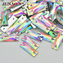JUNAO 50Pcs 7x21mm Bling Sewing Crystal AB Rectangle Rhinestones Strass Flatback Resin Crystal Sew On Stones For Dress Making 2024 - buy cheap