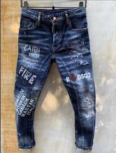 Dsquared2 quente clássico mulher/homem rasgado biker jeans outwear calças masculinas t 98 2024 - compre barato