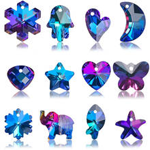 Pingente coração de cristal, cor azul 14mm contas de vidro para fazer jóias colares brincos diy bordado acessórios 20 peças 2024 - compre barato