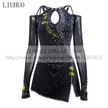 Liuhuo vestido feminino adulto estampa de dragão, ginástica rítmica competição collant, patinação artística vestido preto 2024 - compre barato