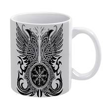 Huginn & Muninn-Taza de cerámica de Odín Ravens para café, té y leche, tazas divertidas de cerámica de 11oz, estilo nórdico Vikingo, cuervo nórdico, Huginn Muninn S 2024 - compra barato