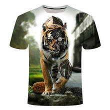 2021 verão masculino quente 3d impresso tigre camiseta masculina e feminina verão confortável solto manga curta, moda casual stree 2024 - compre barato