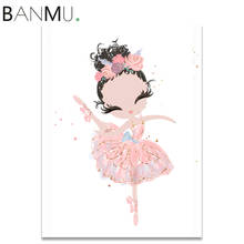 BANMU-impresión nórdica de pequeño Cisne, bailarina de Ballet, chica de dibujos animados en lienzo, pintura, póster, imagen artística de pared, decoración del hogar para dormitorio de niños 2024 - compra barato