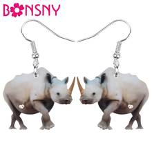 Bonsny Acrylic Rhinoceros Bull Cattle Ox Earrings Animal Drop Dangle Decorations Jewelry For Women Girls Teen Hot Sale Gift Bulk 2024 - buy cheap