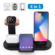 10W Fast Wireless Charger 4 in 1 Qi Charging Dock Station For iPhone 12 11 Pro XS MAX XR X 8 Apple Watch SE 6 5 4 3 AirPods Pro 2024 - buy cheap