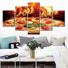 Плакат холст картины Модульная для украшения комнаты 5 шт. еда пиццы Картина Настенная картина в рамке HD печать домашний декор 2024 - купить недорого