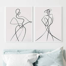 Pintura artística de líneas corporales para mujer desnuda, póster de lienzo de moda, Impresión de dibujo de líneas abstractas, imágenes modernas de pared, Deocr 2024 - compra barato