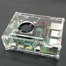 Горячий Raspberry Pi 4 алюминиевый корпус прозрачный акриловый чехол Корпус коробка с охлаждающим вентилятором для Raspberry Pi 4 Модель B 2024 - купить недорого