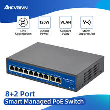 10 portos poe switch 48v power over ethernet rede switch 8 poe switch injector para câmera ip/sem fio ap/cctv sistema de câmera 2024 - compre barato
