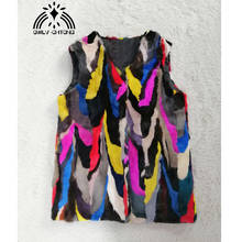 Chaleco de Piel de visón natural auténtica para mujer, chaqueta colorida multicolor de lujo, a la moda 2024 - compra barato
