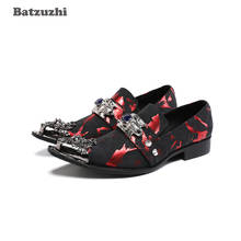 Batzuzhi-Zapatos de cuero hechos a mano para Hombre, calzado Formal con punta de Metal puntiaguda, con personalidad 2024 - compra barato