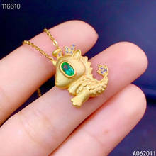 KJJEAXCMY fine jewelry natural Emerald 925 sterling silver lovely dinosaur girl new pendant necklace chain support test 2024 - buy cheap
