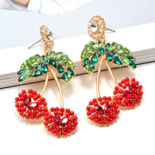Wholesale Cherry-Shaped Earrings fully studded with crystals Jewelry Accessories Dangle Drop Pendientes Bijoux For Women 2024 - buy cheap