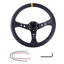 35cm Round Shape Aluminum Car Deep Dish Steering Wheel JDM Racing Sports Drifting 3 Black Spoke 2024 - buy cheap