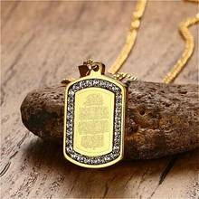 Fashion Religious Style Gold High Quality Metal Muslim Allah Quran Square Pendant Necklace Men and Women Islam Punk Jewelry 2024 - buy cheap