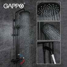 Gappo Black Shower Faucets Thermostatic Bathroom Mixer Brass Faucet Thermostat Rainfall Shower System G2490-6 2024 - buy cheap