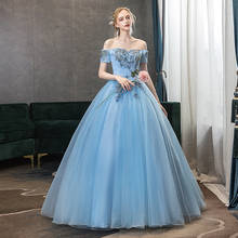 Женское бальное платье Robe De Bal Quinceanera, винтажное кружевное платье для выпускного вечера с открытыми плечами и вышивкой, новинка 2020 2024 - купить недорого