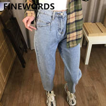 FINEWORDS 2020 Retro Korean Boyfriend Jeans For Women Loose Casual High Waist Harem Jeans Streetwear Denim Hot Pants 2024 - buy cheap