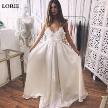 LORIE Boho Wedding Dress Satin Spaghetti Strap A Line Lace Beach Wedding Gowns vestido de noiva Plus Size 2024 - buy cheap