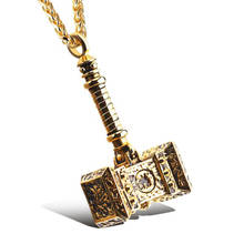 Stainless Steel Gold Heavy Thor's Hammer Pendant Necklace Weighty Men's Hammer Jewelry Necklaces Gift with 60cm Chain Dad Day 2024 - buy cheap