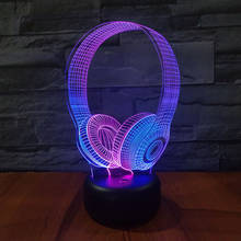 3D Lamp Headset DJ Illusion Music Earphone Model LED Night Light Headphone Colorful Desk Table Lamp Office Bedroom Decoration 2024 - buy cheap
