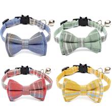 Cat Collar Breakaway with bell Bow tie Puppy Chihuahua Small Dpgs Collars Adjustable Safety Buckle Cats Necklace Plaid Pattern 2024 - buy cheap