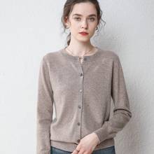 MERRILAMB Women's Sweater Cardigans Spring Autumn Winter Female Casual 100% Wool Knitted O-Neck Tops Solid Color Outer Sweater 2024 - buy cheap