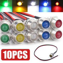 Luzes indicadoras led de 8mm 12v, lâmpada de led para painel de piloto, para carro, caminhão, barco, função compacta e precisa, com 10 peças 2024 - compre barato