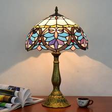 30 см настольная лампа Тиффани стеклянная лампа в форме лампы E27 прикроватная лампа для спальни Ретро настольные лампы 2024 - купить недорого