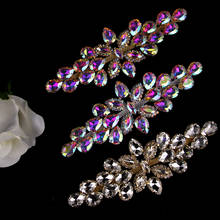 Aplique de diamantes de imitación de cristal para vestidos de novia, disfraces, 16,5x6 cm, artesanía de oro plateado 2024 - compra barato