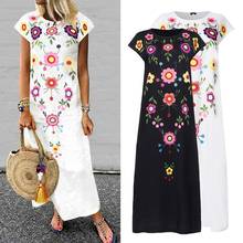 VONDA Fashion Floral Printed Dress Maxi Long Dresses Casual O Neck Sleeveless Plus Size Bohemian Sundress Retro Party Vestidos 2024 - buy cheap