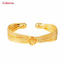 Pulseras indias de cobre con flor para mujer, brazaletes árabes con encanto, pulseras de oro etíope, 1 unidad 2024 - compra barato