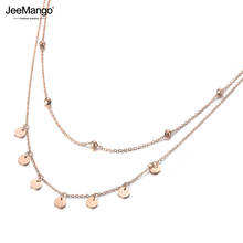 JeeMango Trendy Bohemia Titanium Steel Double Layer Charm Chain Choker Necklace Beach Jewelry Pendant Necklace For Women JN19127 2024 - buy cheap
