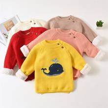 Warm Children's Sweaters Baby Boys Girls Kid Winter Clothing Infant Cartoon Whale Design Pullovers Toddler O-neck Velvet Sweater 2024 - buy cheap