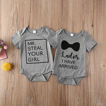 2020 Summer Newborn Infant Baby Boy Bodysuit Child Short Sleeve Funny Words Print Jumpsuit Clothes Outfits Set 2024 - купить недорого