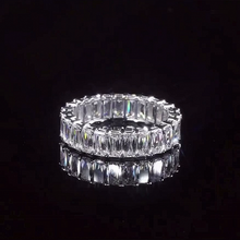 Luxo 100% 925 prata esterlina radiante corte simulado diamante pedra preciosa anéis de noivado casamento banda jóias finas por atacado 2024 - compre barato