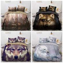 Animal Wolf White Bedding Set for Children Adult luxury Soft Duvet Cover Family Size King Queen Bedlinen Duvet Cover Pillowcases 2024 - купить недорого