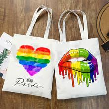 ЛГБТ Love Wins Женская бисексуальная лесбийская Сумочка для геев любовь женская элегантная Холщовая Сумка сумки через плечо Повседневная сумка для покупок для девочек 2024 - купить недорого