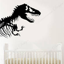 Dinossauro tiranossauro esqueleto caveira adesivo de parede vinil decoração de casa crianças berçário corte decalque de parede mural a662 2024 - compre barato