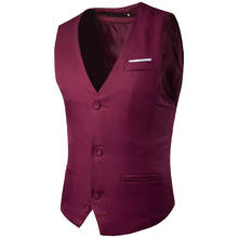 Wine Red Slim Fit Dress Vest Waistcoat Men 2022 Brand New Slim Fit V Neck Suit Vests Mens Wedding Groom Party Tuxedo Gilet Homme 2024 - buy cheap