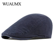 Wuaumx весенне-осенняя мужская шапка, однотонный берет, шляпа для женщин, ватные Козырьки с узором в елочку, плоская шапка художника, Кепка 2024 - купить недорого