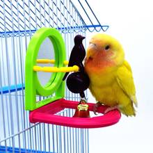 Bird Stand Perch with Mirror Parrot Plastic Standing Bar Rack Playstand Chewing Toy Birdcage Fun Platform 2024 - buy cheap