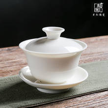 Ceramic Whiteware Cover Bowl Three-Force Tea Bowl Jade Porcelain Cover Cup Large Kung Fu Tea Set Gaiwan Sopera De Ceramica 2024 - buy cheap