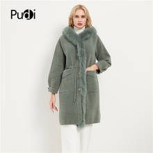 Pudi women real fox fur coat jacket female lady winter warm fox collar hood long nylon trench parka CT051 2024 - buy cheap