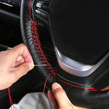 Cobertura manual para volante de couro artificial, 38cm, acessório automotivo, cobertura para volante, com agulha threads 2024 - compre barato