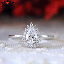 Trendy silver 925 ring  Color Pear-shaped Zircon Ring for Women Elegant Full White Zircon Wedding Rings Fashion Bridal Jewelry 2024 - buy cheap