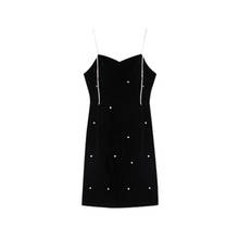 New style suspender dress, diamond-studded ladies' clothing, velvet sexy black little dress, one-piece dress, summer 2021 ladies 2024 - buy cheap