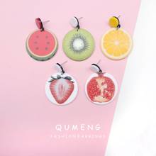 Qumeng 2020 brincos femininos acrílico melancia/kiwi/laranja/morango bonito fruta parafuso prisioneiro brincos personalidade punk doce jóias 2024 - compre barato