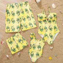 Swimwear Family Beach Tropical Leaf Print Swimming Suit Family Look Mother And Daughter Father And Son Baby Swimsuit 2024 - buy cheap
